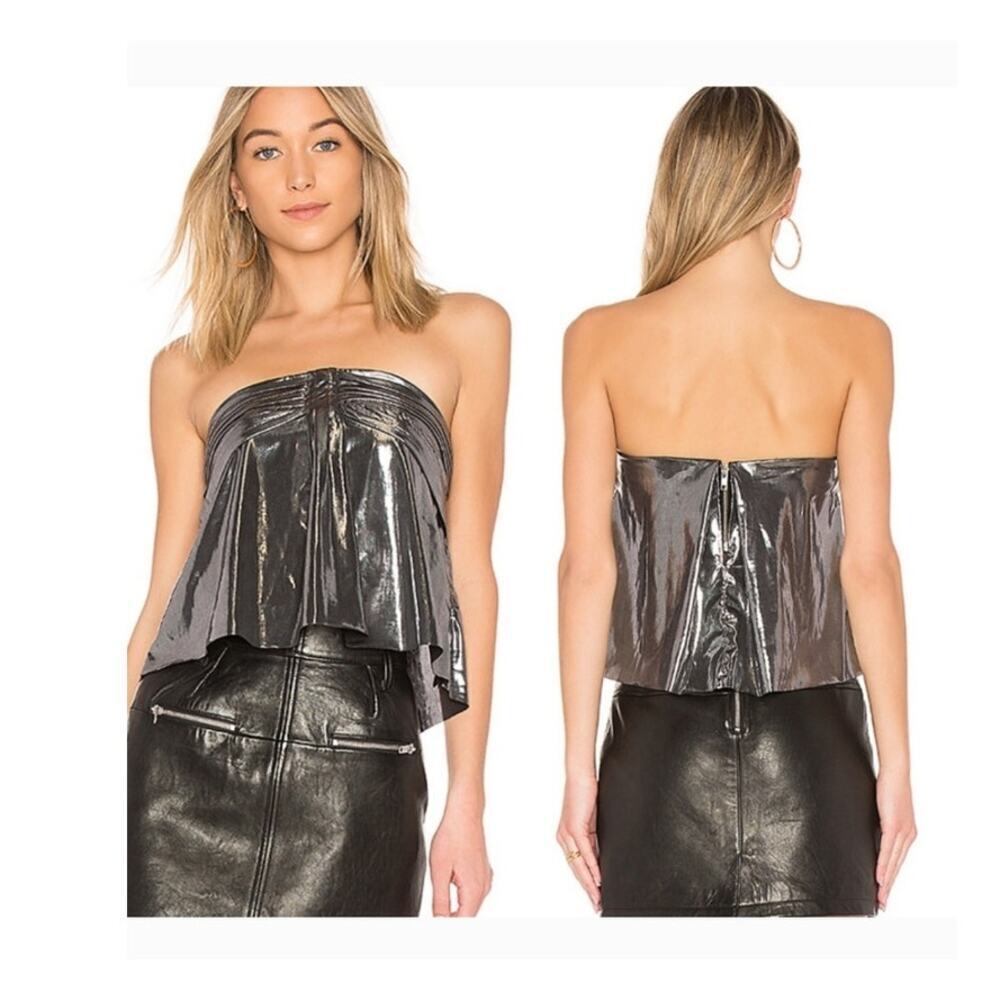 Revolve Mcguire‎ Cropped Strapless Silver Top Size: S NEW